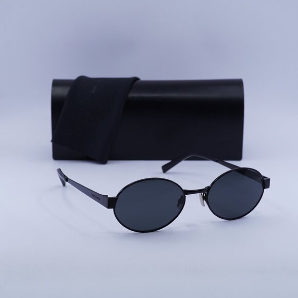 Saint Laurent SL692 001 Oval Sunglasses - Semimatte Black/Black main image 5